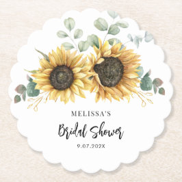 Posavasos De Papel Ducha de Novia Floral de Girasoles con Letra de Fl