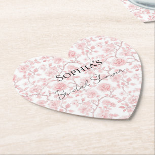 Posavasos De Papel Ducha de Novia Floral de Rosas Rosadas Lindas