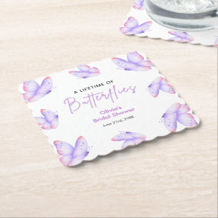 Posavasos De Papel Ducha de Novia Mariposas de por Vida Púrpura