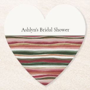 Posavasos De Papel Ducha de Novia Rojo Rubor Burgundy Verde Dorado