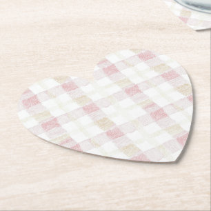 Posavasos De Papel Ducha de Novia Rosa Rubor Blanco Crema Cuadros Ray