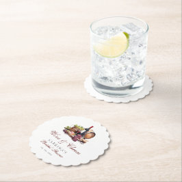 Posavasos De Papel Ducha de Novia Tabla de Charcutería Vino y Queso