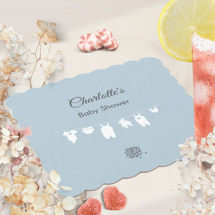 Posavasos De Papel Ducha Minimalista de Niño de Color Azul Polvorient