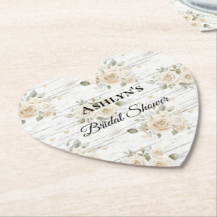 Posavasos De Papel Ducha Nupcial Bohemio Floral Blanco