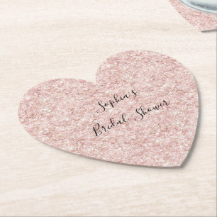 Posavasos De Papel Ducha Nupcial Rosa Sonrosado Glitzy Brillo Deslumb
