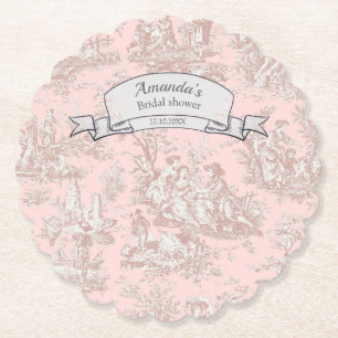 Posavasos De Papel Ducha vintage floral de toile de Jouy en oro rosa