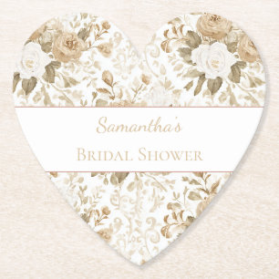 Posavasos De Papel Duche de Novia Floral Bohemio de Color Crema