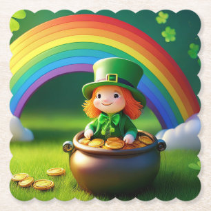 Posavasos De Papel Duende del día de San Patricio en olla de oro