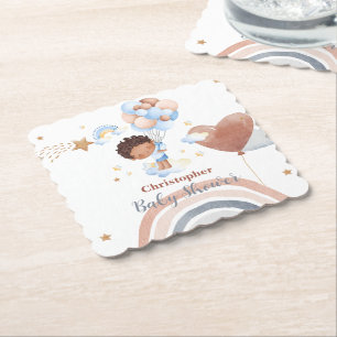 Posavasos De Papel Dulce bebé Globo Cumpleaños de niño afroamericano