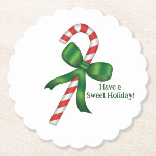Posavasos De Papel Dulce caramelo de Navidad con lazo verde
