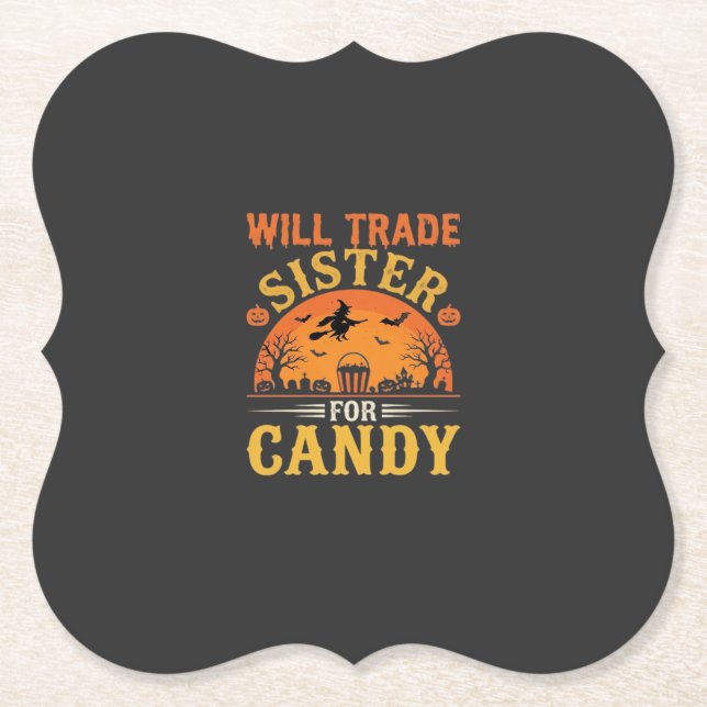Posavasos De Papel Dulce Diseño de Intercambio de Hermana de Hallowee (Anverso)