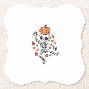 Posavasos De Papel Dulce esqueleto bailarín de Halloween con cabeza d