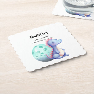 Posavasos De Papel Dulce Fiesta de Bebé de Dinosaurio Acuarela