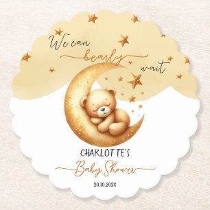 Posavasos De Papel Dulce Oso Dormido En Luna En Acuarela Para Baby Sh