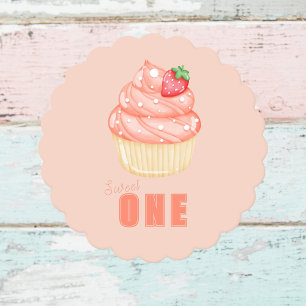 Posavasos De Papel Dulce UNO, niñas rosa primer cumpleaños escalonado
