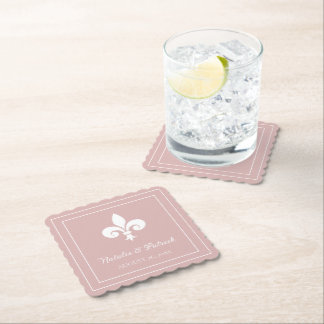 Posavasos De Papel Duste Rosa Fleur de Lis Boda Papel Astras