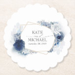 Posavasos De Papel Dusty Blue Floral Elegant<br><div class="desc">Astras florales azules</div>