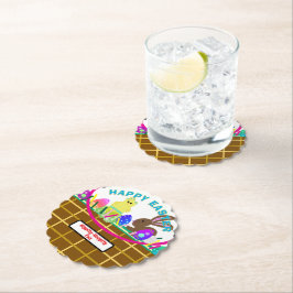 Posavasos De Papel Easter Basket Yellow Blue Chick Egg Rabbit