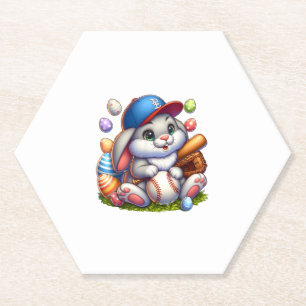 Posavasos De Papel Easter Béisbol Conejo de Béisbol Conejo de Pascua
