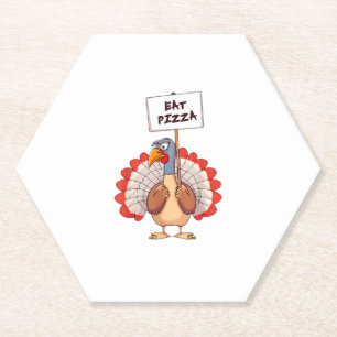 Posavasos De Papel Eat Pizza Turkey Día de Acción de Gracias Adulto V