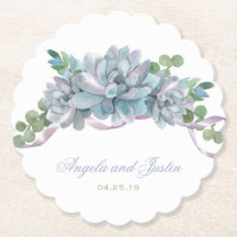 Echeveria acuarela con cinta morada