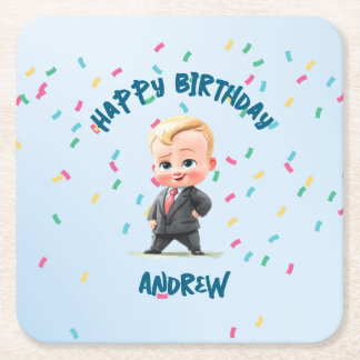 Posavasos de papel editables del jefe bebé