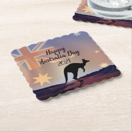 Posavasos De Papel Editar bandera de Australia día de la canguro text