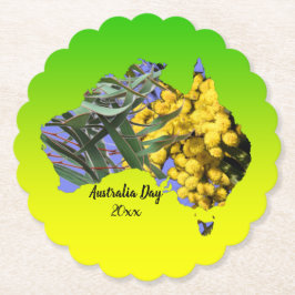 Posavasos De Papel Editar texto Australia Day Gum Leaf Waf
