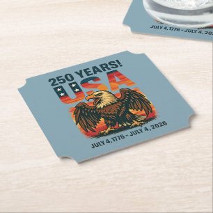Posavasos De Papel EE. UU. 250 años – Águila calva patriótica 4 de ju