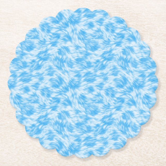 Posavasos De Papel Efecto de pelaje falso azul y blanco (Anverso)