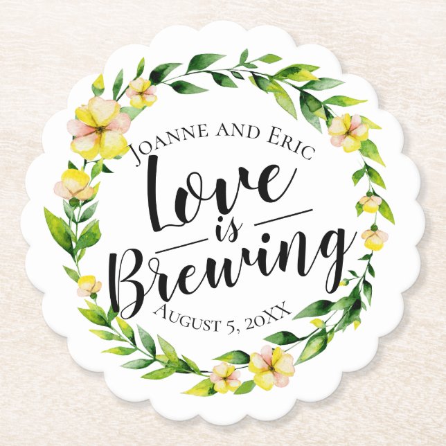Posavasos De Papel el amor es preparar personalizado de pub boda (Anverso)
