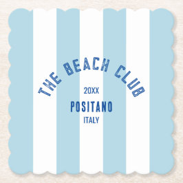 Posavasos De Papel El Beach Club Escudo Blue Cabana Stripe
