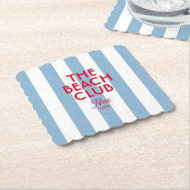 Posavasos De Papel El Beach Club Francés Red Blue Cabana Stripe