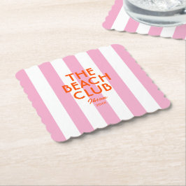 Posavasos De Papel El Beach Club Ibiza Rosa Cabana Stripe