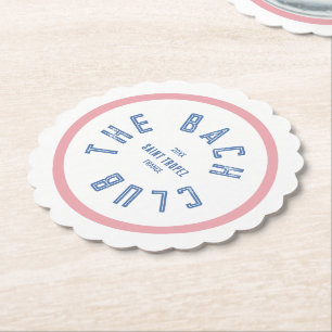 Posavasos De Papel El Club Bach Cresta Azul Raya Rosa
