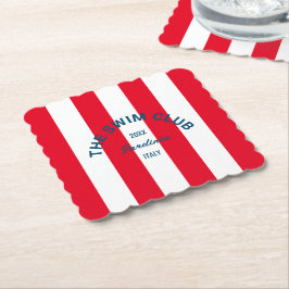 Posavasos De Papel El Club De Natación Escudo Red Cabana Stripe