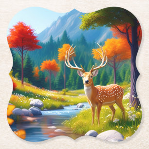 Posavasos De Papel El Deer Dorado en el bosque 987679