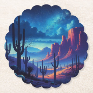 Posavasos De Papel El desierto de noche al suroeste