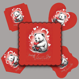 Posavasos De Papel El día de San Valentín con Oso Teddy rico