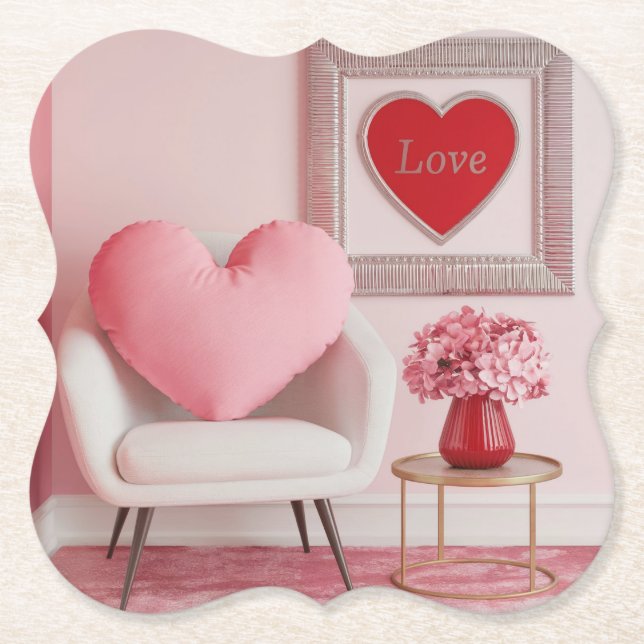 Posavasos De Papel El día de San Valentín Media Century Modern Coaste (Anverso)