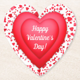 Posavasos De Papel El día de San Valentín Red Confetti Heart Personal