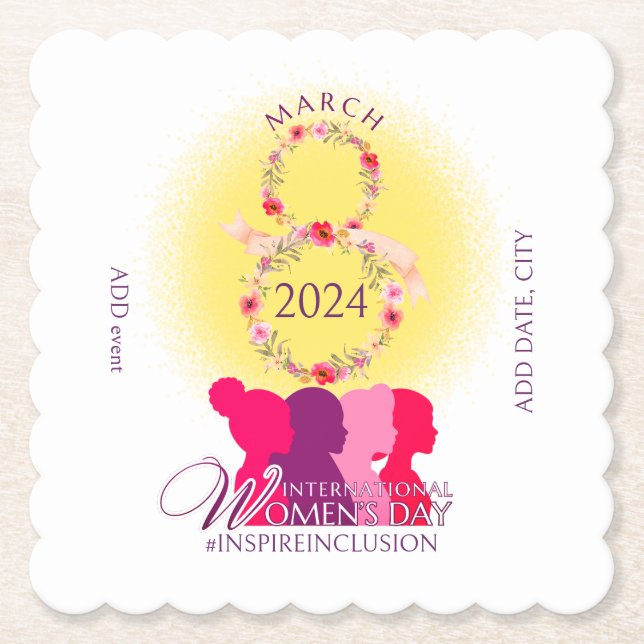 Posavasos De Papel El Día Internacional de la Mujer, 8 de marzo, insp (Anverso)