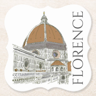 Posavasos De Papel El Duomo Florence Italy Pen y el Ilustracion de ti