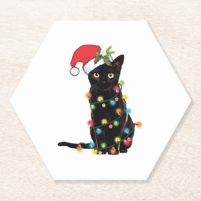Posavasos De Papel El Gato Negro De Santa Enfrentado En Navidades De  (Anverso)