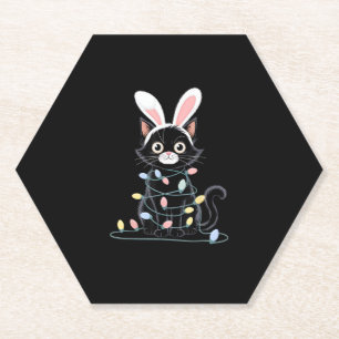 Posavasos De Papel El gato negro Pascua Pajama Funny Decoraciones de