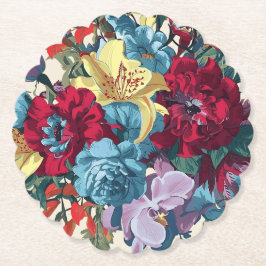 Posavasos De Papel El jardín florece con flores de colores de época