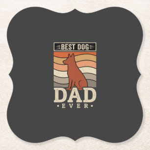 Posavasos De Papel El Mejor Papá de Perro Retro Silueta