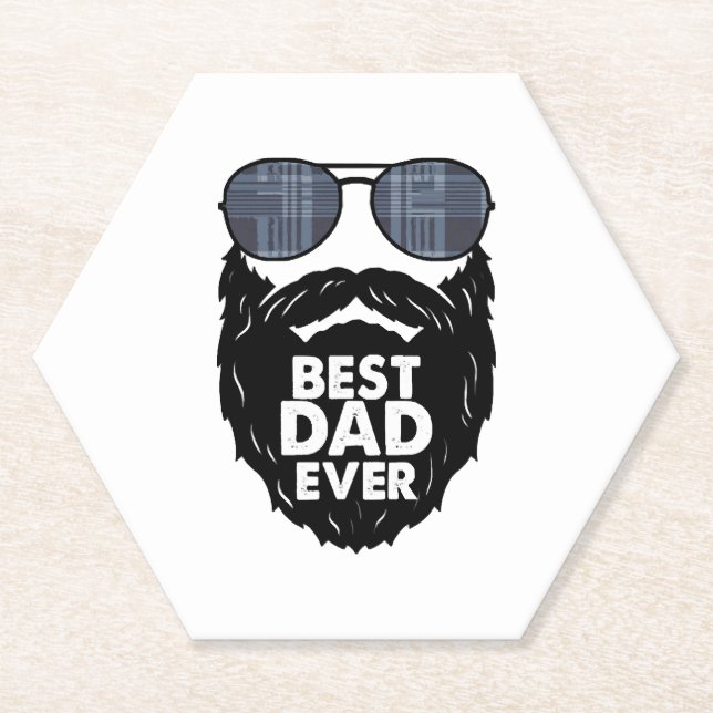 Posavasos De Papel El mejor papá nunca barba barba gafas de sol papá  (Anverso)