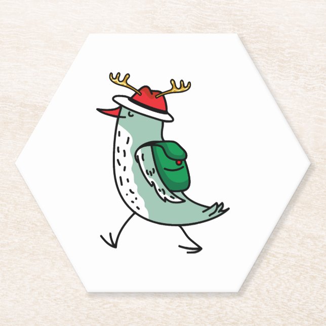 Posavasos De Papel El reno como ave Navidad (Anverso)