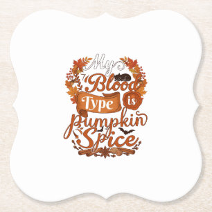Posavasos De Papel El tipo de sangre es gato negro de Halloween Pumpk